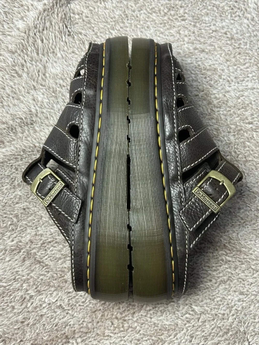 Dr. Martens Maxxy Slide buckled leather chunky sandal shoes brown NWOB size 11